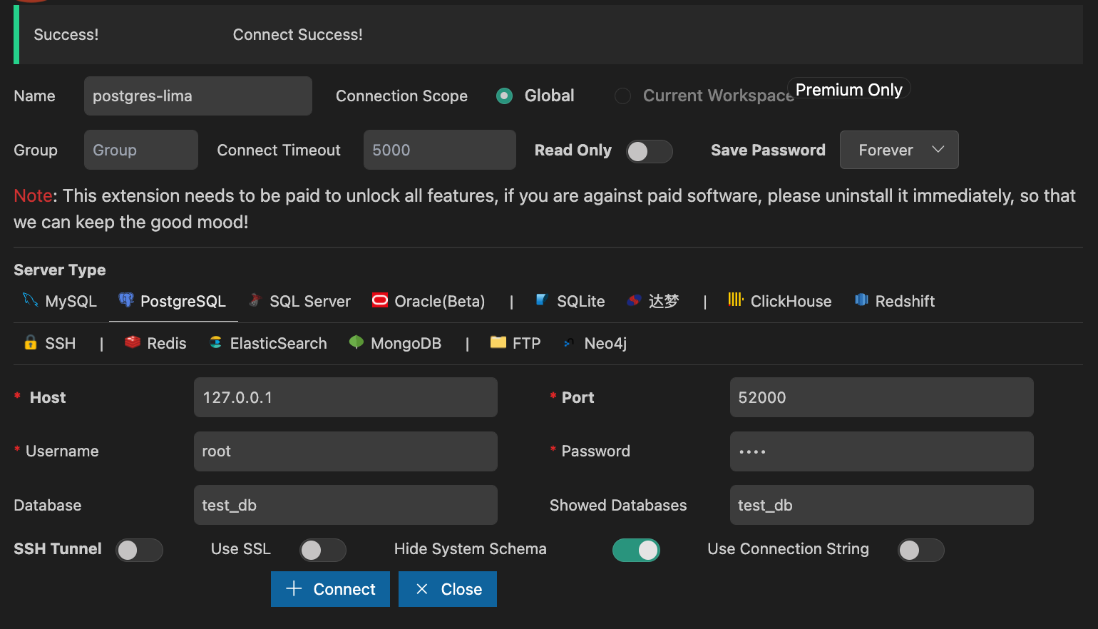 VScode database connection